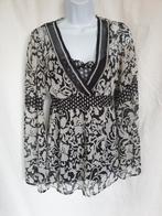 Leuk zwart-wit shirt, wijde mouwen, mt 34 merk Watcher, ., Zwart, Ophalen of Verzenden, Zo goed als nieuw