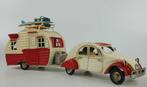 Blikken Citroën 2c met caravan - lelijke eend - oldtimer, Nieuw, Ophalen of Verzenden