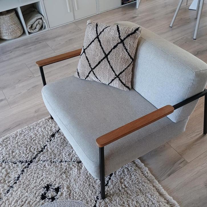Studio Henk Fauteuil, Huis en Inrichting, Fauteuils, Zo goed als nieuw, Hout, Stof, 50 tot 75 cm, 75 tot 100 cm, Ophalen