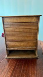Antiek eikenhouten kantoorbenodigdhedenkastje met roldeur, Antiek en Kunst, Ophalen of Verzenden