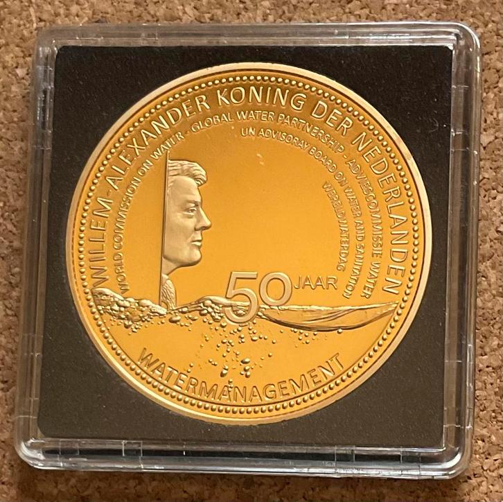 Penning - Willem Alexander 50 Jr - Watermanagement, Postzegels en Munten, Penningen en Medailles, Overige materialen, Nederland