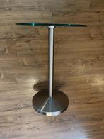 Glazen bijzettafel met RVS, Minder dan 55 cm, Gebruikt, Rond, Glas