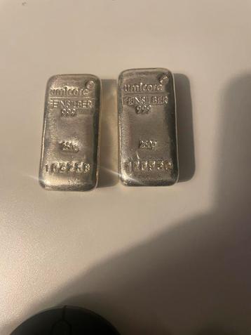 2x 250g Umicore Feinsilber 999 Zilverbaren beschikbaar voor biedingen