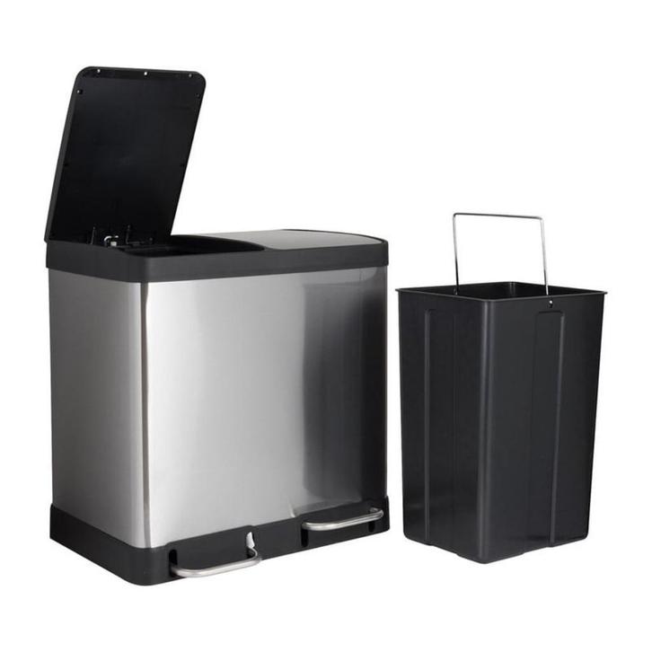 Xenos Pedaalemmer met 2 vakken - 40L (2x 20L), Huis en Inrichting, Woonaccessoires | Prullenbakken, Gebruikt, Metaal, Minder dan 50 cm