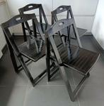 Set van 4 zwarte vintage vouwstoelen Creafort., Ophalen, Gebruikt, Zwart, Vintage