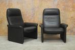 AlsNIEUW! 5 zwarte leren De Sede DS 50 design relaxfauteuils, 75 tot 100 cm, Design, Leer, 75 tot 100 cm