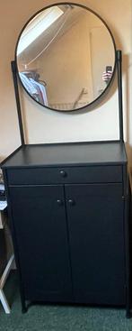 Zwarte make-up tafel met spiegel, Ophalen, Minder dan 50 cm, Metaal of Aluminium, 100 tot 150 cm