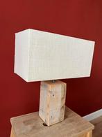 2x Lampen - steiger houten voet met linnen kap, Ophalen, Zo goed als nieuw, Hout, Minder dan 50 cm