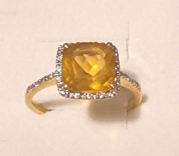 Ring Diamond Point, 14K goud met citrien en diamanten beschikbaar voor biedingen