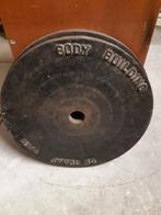 Te koop  2 Halterschijven van10 kg per stuk ,met halterstang, Ophalen of Verzenden, Gebruikt
