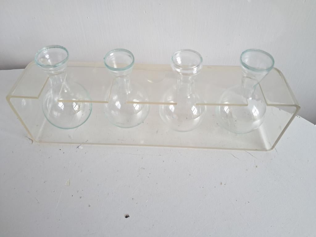 Glazen vaasjes in standaard, Ophalen of Verzenden