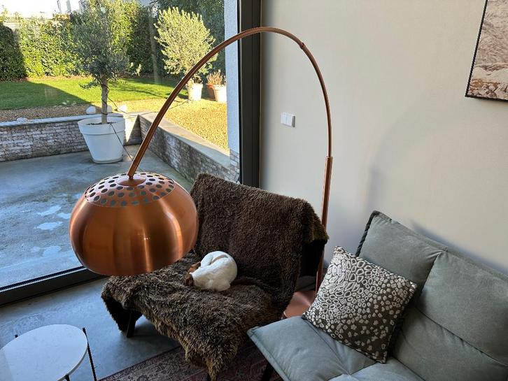 Zuiver metal bow copper vloerlamp, Huis en Inrichting, Lampen | Vloerlampen, Zo goed als nieuw, 150 tot 200 cm, Metaal, Ophalen