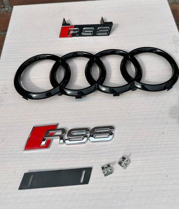 Audi RS6 Logo en emblemenset in glanzend zwart beschikbaar voor biedingen