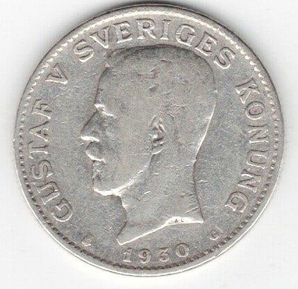 26/115 Zweden 1 krone 1930, Ophalen of Verzenden, Overige landen, Losse munt, Zilver