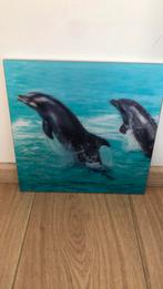 3D dolfijnen schilderij 28x 28, Ophalen of Verzenden, Zo goed als nieuw