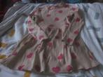 Mooi zandkleurig jurkje met fuchsia hartjes Kids mt 122/128, Kinderen en Baby's, Kinderkleding | Maat 122, Ophalen of Verzenden