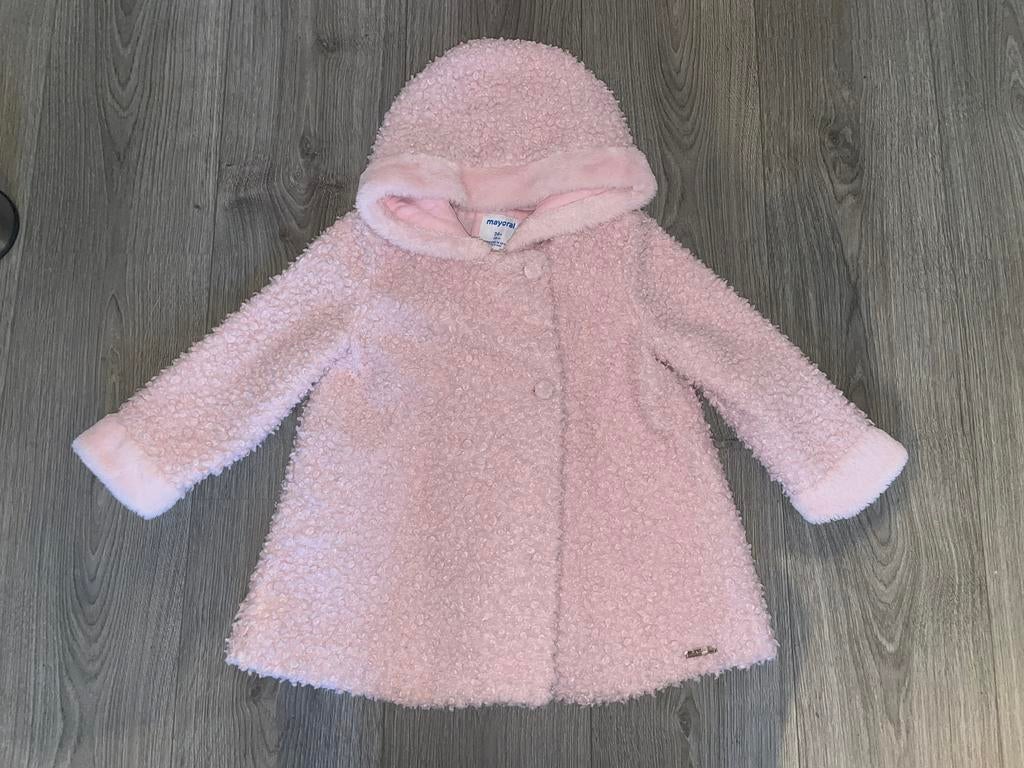 Mayoral roze teddy fluffy beren coat winter jas mt 98, Mayoral, Meisje, Ophalen of Verzenden, Zo goed als nieuw