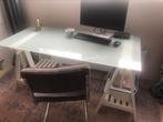 Bureau met glazen tafelblad, Ophalen of Verzenden