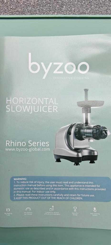 Byzoo Rhino Series: Horizontale slowjuicer, Witgoed en Apparatuur, Juicers, Zo goed als nieuw, Slowjuicer, Ophalen of Verzenden