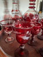 Antiek Rode Glazen Set met Karaffen boheems glas, Antiek en Kunst, Ophalen of Verzenden