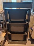 Trofast kast zwart met 3 bakken, Ophalen, Gebruikt, 75 tot 100 cm, Minder dan 50 cm
