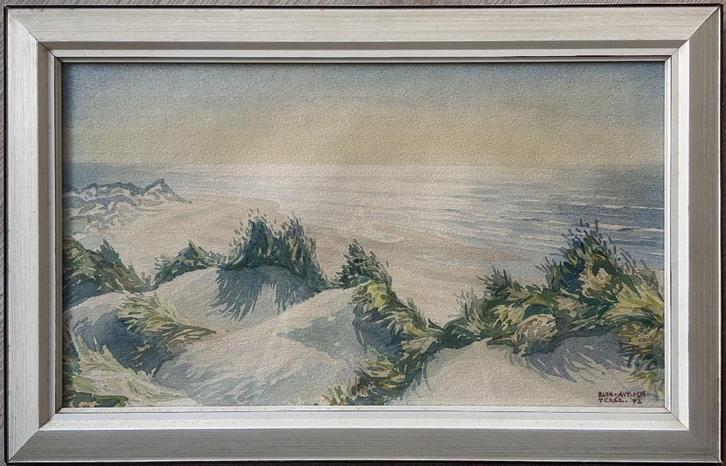 Ad Blok van der Velden (1913-1980) - Strandgezicht (1972), Antiek en Kunst, Kunst | Schilderijen | Klassiek, Ophalen of Verzenden