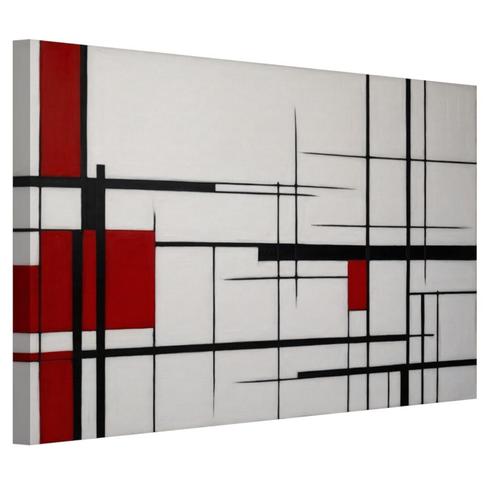 Rood en zwart minimalisme canvas 60x40cm - 18mm., Huis en Inrichting, Woonaccessoires | Schilderijen, Tekeningen en Foto's, Nieuw