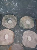 Waxinelichthouders, seleniet, groene en rozequartz, Huis en Inrichting, Ophalen of Verzenden, Overige materialen, Minder dan 25 cm