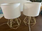 Twee Tafellampen Teton Wit/Goud, Huis en Inrichting, Lampen | Lampenkappen, Gebruikt, Wit, Rond, Ophalen of Verzenden