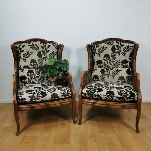 Vintage Faux bamboe, fauteuils, tuinstoelen, stoelen, Huis en Inrichting, Fauteuils, Gebruikt, Hout, Riet of Rotan, Ophalen of Verzenden