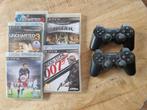 PS3 (slim, 120GB) met 2 controllers en games, Gebruikt, Met 2 controllers, Ophalen of Verzenden, 160 GB