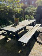 Grote hardhouten picknicktafel, Tuin en Terras, Gebruikt, Rechthoekig, Ophalen of Verzenden, Hout