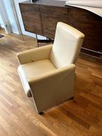 eetkamerstoelen wit leer (4x) op wieltjes, Huis en Inrichting, Stoelen, Ophalen, Gebruikt, Wit, Leer
