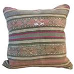 Kelimkussen vintage 60x60 faded olijf oudroze, Huis en Inrichting, Woonaccessoires | Kussens, Yazgibi, Overige kleuren, Vierkant
