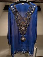 Prachtige Ibiza Kaftan Blouse tuniek jurk met Strass L, Blauw, Maat 42/44 (L), Ophalen of Verzenden, Zo goed als nieuw