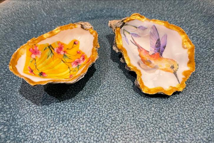 Decoratieve  Origineel Oesterschelpen met Decoupage, Huis en Inrichting, Woonaccessoires | Overige, Nieuw, Ophalen of Verzenden