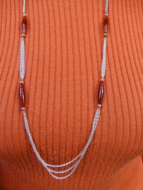 Zilveren Collier met elementen CARNEOOL, Sieraden, Tassen en Uiterlijk, Antieke sieraden, Ketting, Zilver, Met edelsteen, Verzenden