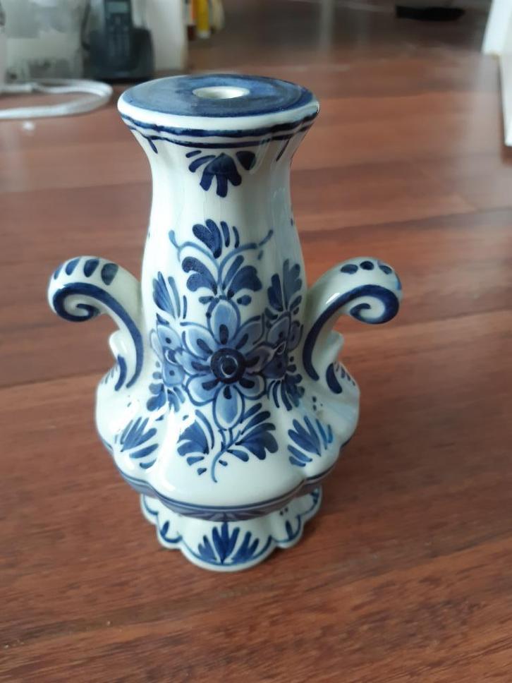 Delfts blauwe lampvoet bloemen ca. 18 cm hoog, Antiek en Kunst, Antiek | Lampen, Ophalen of Verzenden