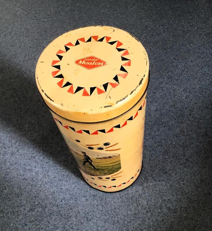 Vintage blik Van der Meulen Friese sporten, Verzamelen, Blikken, Gebruikt, Beschuit, Overige merken, Ophalen of Verzenden