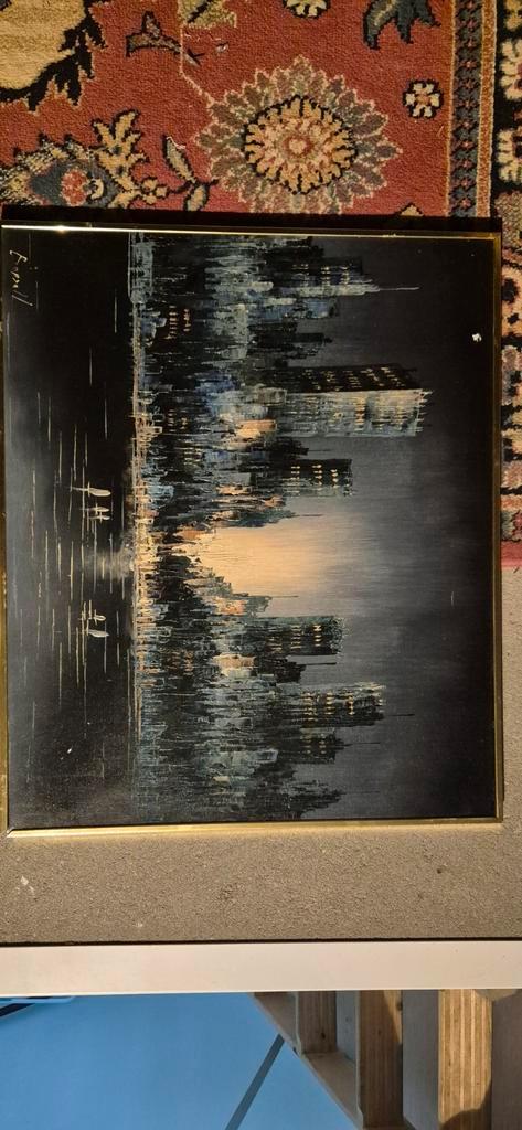 Olieverfschilderij Bonsall - Stadsgezicht, Antiek en Kunst, Kunst | Schilderijen | Klassiek, Ophalen of Verzenden