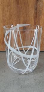Drinkglas met melkglas print 10cm hoog en 8cm diameter kunst, Overige typen, Ophalen of Verzenden, Zo goed als nieuw