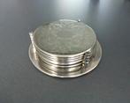 Mooie Vintage set verzilverde Onderzetters in houder,, Ophalen of Verzenden, Zo goed als nieuw, Glas of Kopje