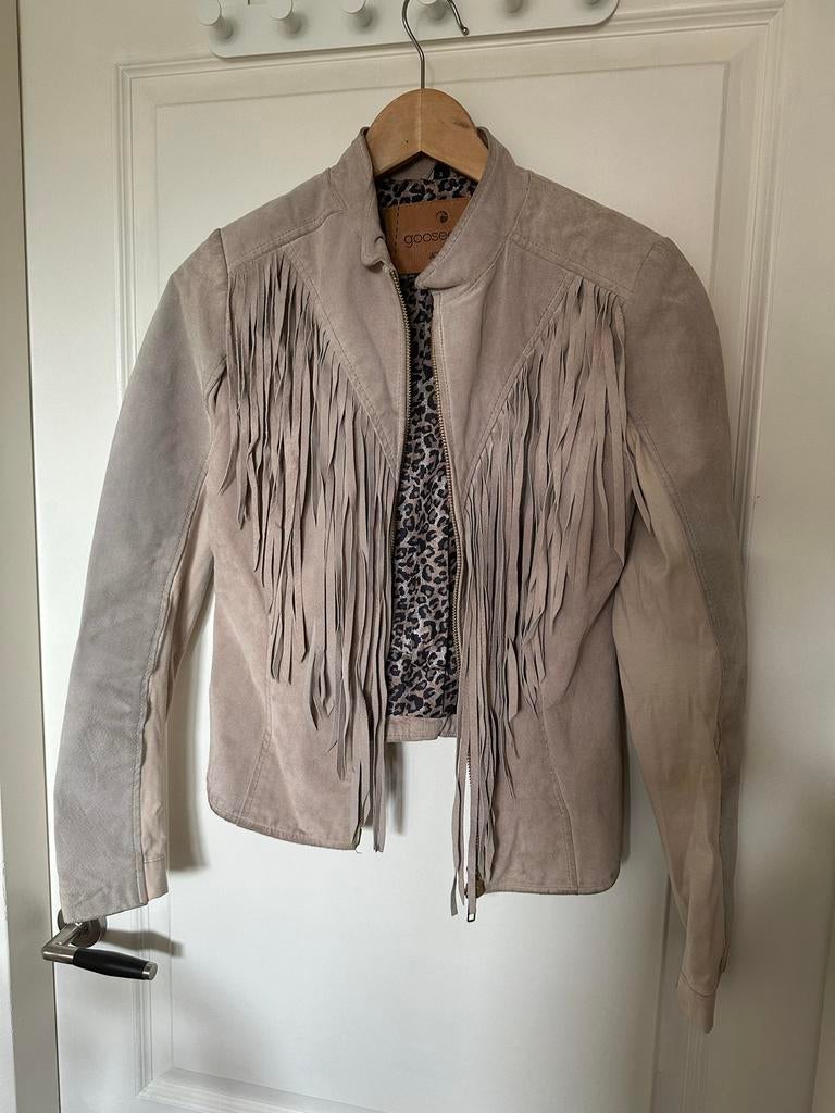 Goosecraft Suède Jasje met Franjes - Maat S, Beige, Ophalen of Verzenden, Jasje, Maat 36 (S)