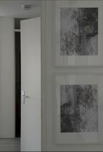 Twee schilderijen, 80x80 cm. Witte raam, Antiek en Kunst, Ophalen of Verzenden