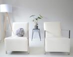 Witte lederen design fauteuils in perfecte staat, Ophalen, Twee, Wit, Zo goed als nieuw