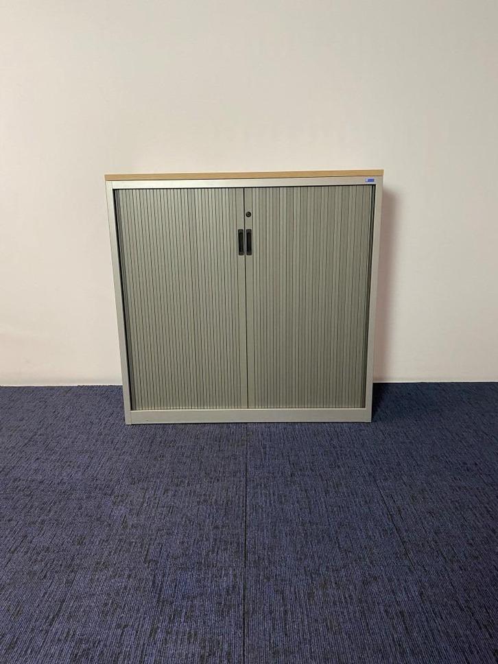2 x roldeurkast Voortman, aluminium/grijs, H 118 x B 120 cm., Huis en Inrichting, Bureaus, Gebruikt, Ophalen