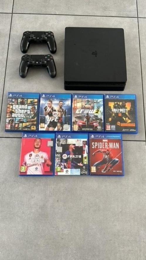 Playstion 4 met 7 spellen, Spelcomputers en Games, Spelcomputers | Sony PlayStation 4, Gebruikt, Original, Met 2 controllers, Met games