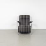 2x Leolux Scylla Fauteuil Hoog Gestreept Stof - Zwart Leer, Huis en Inrichting, Fauteuils, Metaal, 75 tot 100 cm, Ophalen of Verzenden