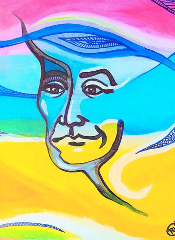 Abstract Portret in vele kleuren ' Entity ' beschikbaar voor biedingen