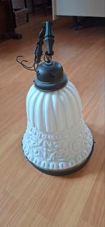 Vintage Hanglamp met Glazen Kap, Huis en Inrichting, Lampen | Hanglampen, Ophalen, Gebruikt, Vintage, Glas